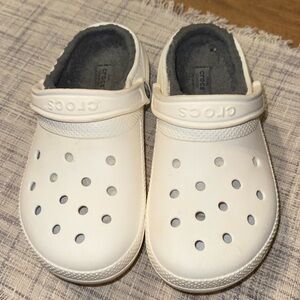 CROCS White Mules with Gray Lining